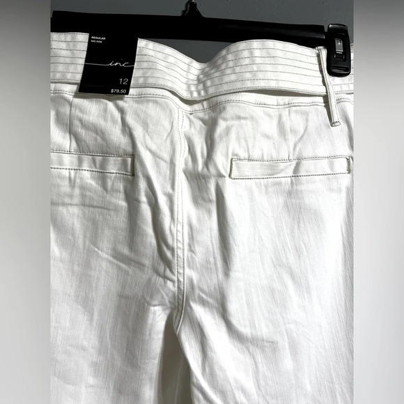 INC INTERNATIONAL CONCEPTS TIE-WAIST CULOTTE PANTS, WHITE, Size 12 - Picture 5 of 13